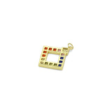 Colorful CZ Rhombus Diamond Gold Charm Pendant, Sku#Y1025