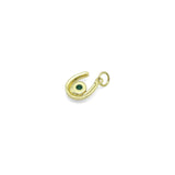 Green CZ Gold U Shape Charm Pendant, Sku#Y1026