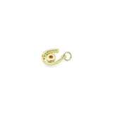 Clear CZ Gold U Shape with Orange CZ Charm Pendant, Sku#Y1027
