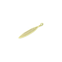 Clear CZ Gold Salix Leaf Charm Pendant, Sku#LK1142