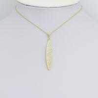 Clear CZ Gold Salix Leaf Charm Pendant, Sku#LK1142