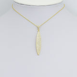 Clear CZ Gold Salix Leaf Charm Pendant, Sku#LK1142