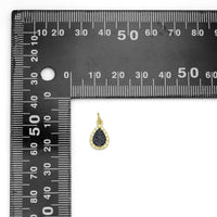 Black CZ Gold Teardrop Shape Charm Pendant, Sku#Y1029