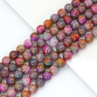 14mm Pink Orange Agate Round Smooth Beads, Sku#U1846