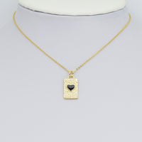 Black Enamel Heart Gold Rectangle Shape Charm Pendant, Sku#Y1031