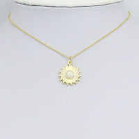 White Opal Sunburst Charm Pendant, Sku#LX807