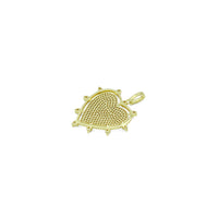 Clear CZ Gold Spike Heart Shape Charm Pendant, Sku#Y1032