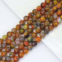 14mm Orange Yellow Agate Round Smooth Beads, Sku#U1849
