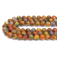 14mm Orange Yellow Agate Round Smooth Beads, Sku#U1849