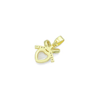 Clear CZ Gold Bow Mop Heart Charm Pendant, Sku#LX810