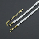 White Pearl Bow Pendant Adjustable Necklace, Sku#L720