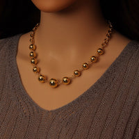 Gold Linked Ball Chain Necklace, Sku#LD560