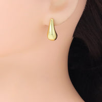 Gold Long Teardrop Shape Stud Earrings, Sku#A273