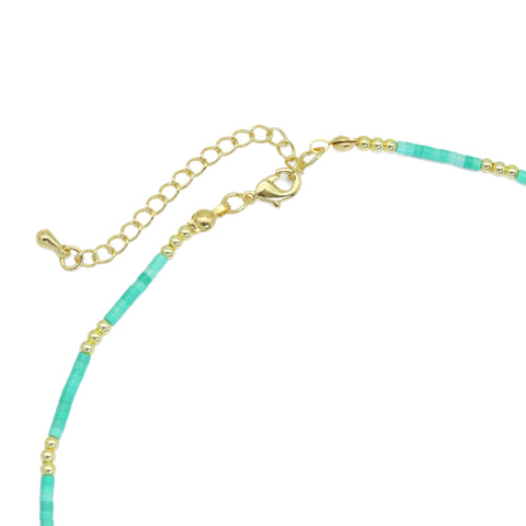 Green Gemstone Beads with Gold Spacer Necklace, sku#EF552