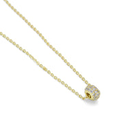 Dainty Gold Silver Chain Oval Spacer CZ Charm Necklace,Sku#EF603