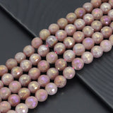 Mystic Strawberry Quartz Round Faceted Beads, Sku#U2214