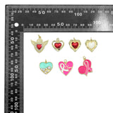 Wing Red Heart, Blue pearl heart, Pink Ribbon heart charm, Sku#Y1049