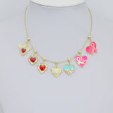 Wing Red Heart, Blue pearl heart, Pink Ribbon heart charm, Sku#Y1049