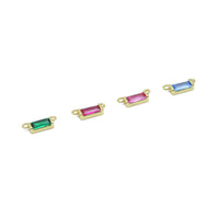 Colorful Rectangle CZ Birthstone Charm Pendant, Sku#LX521