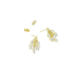 Clear Crystal Gold Flower Stud Earrings, Sku#LD648