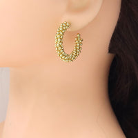 Gold  Ball Cluster Hoop Earrings, Sku#LD652
