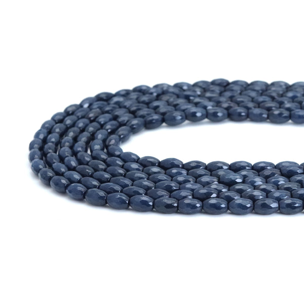 6x9mm Sapphire Jade Faceted Rice Beads, Sku#U2033