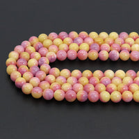 Pink Yellow Jade Round Smooth Beads, Sku#U1850