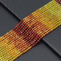 4mm Natural Yellow Brown Agate Round Faceted Beads, Sku#U2187