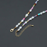 Freshwater Pearl Gold Spacer Beads Adjustable Necklace,Sku#Y1055