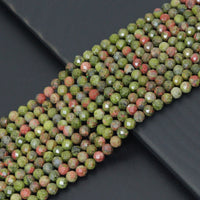 Genuine Unakite Round Faceted Beads, Sku#U2194