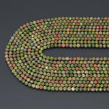 Genuine Unakite Round Faceted Beads, Sku#U2194