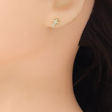 Cute Gold Silver Clear CZ Cross Stud Earrings, Sku#A425
