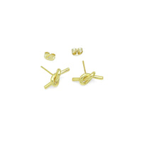 Silver Gold Knot Stud Earrings, Sku#A427