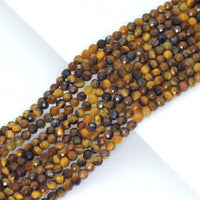 Genuine Tiger Eye Round Faceted Beads, Sku#U2204