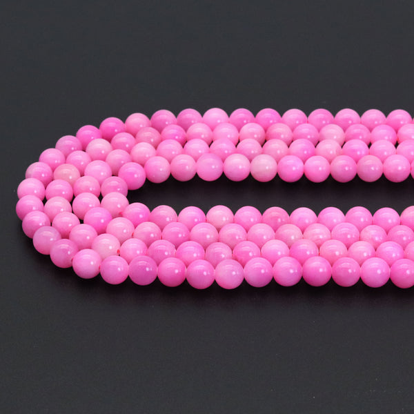 Pink Jade Round Smooth Beads, Sku#U1854