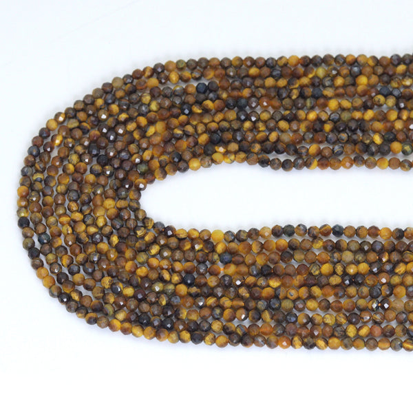 Genuine Tiger Eye Round Faceted Beads, Sku#U2204