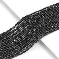 Wholesale 2mm Quality Natural Black Spinel Round Micro Faceted Beads, Finest Cut Tiny Sparkle Black Gemstone Beads,15inch strand, SKU#U50