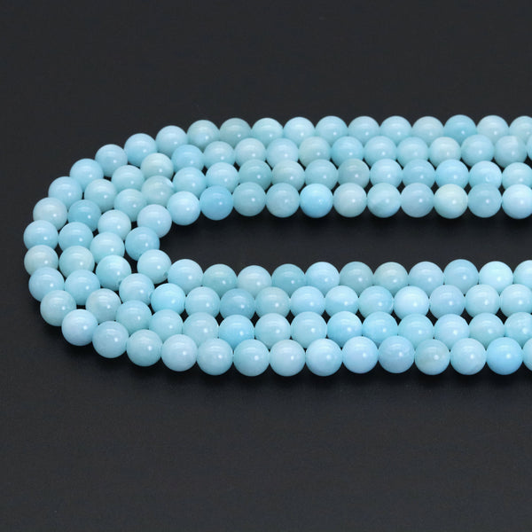 Blue Jade Round Smooth Beads, Sku#U1855