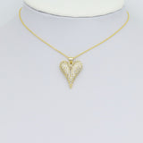 Clear CZ Gold Arrow Point Heart Shape Charm Pendant, Sku#LD654