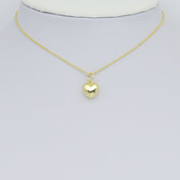 Cute Puffy Gold 3D Heart Shape Charm Pendant, Sku#LD655