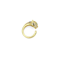 Clear CZ Leopard Head Pather Gold Adjustable Ring, Sku#A178