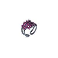 Colorful CZ Multilines Flower Adjustable Ring, Sku#A284