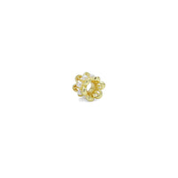 CZ White Pearl Gold Flower Tube Charm Spacer Beads, Sku#A422