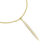 Gold Silver box Chain CZ Long Spike Bar Pendant  Necklace, Sku#A180