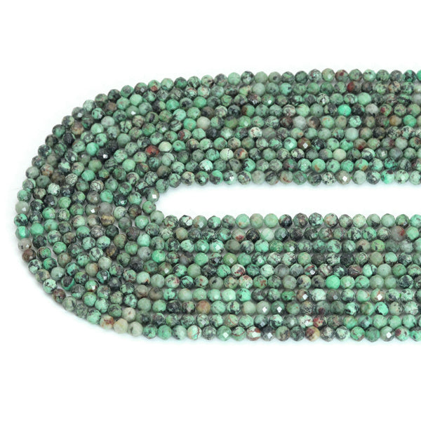 Genuine Afrian Turquoise Round Faceted Beads, Sku#U2200