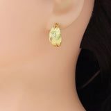 Gold Curved Leaf Earrings, Sku#LD562