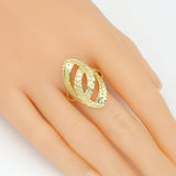 Hammered Double Oval Link Statement Adjustable Ring, Sku#LD647