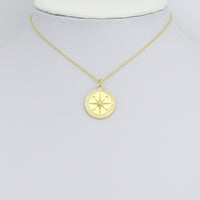 Gold North Star Compass Charm Pendant, Sku#L721