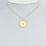 Gold North Star Compass Charm Pendant, Sku#L721