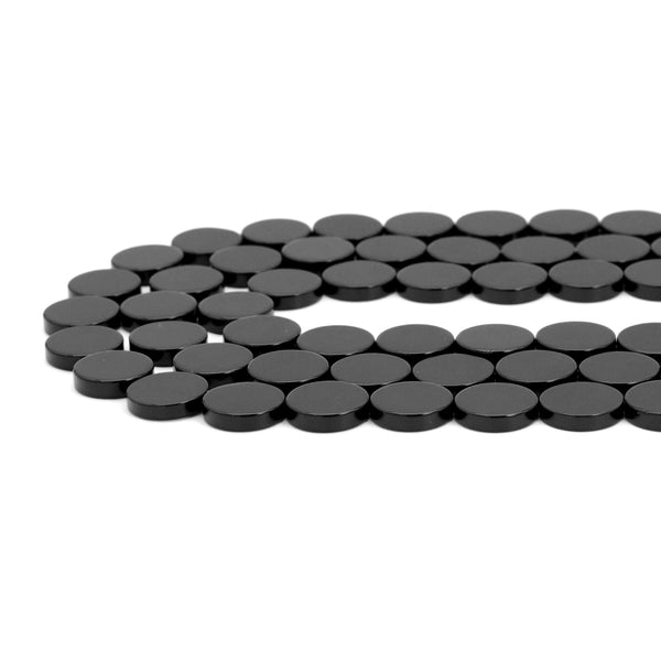 Black Onyx Smooth Flat Coin Beads, Sku#Q45